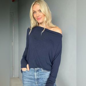 Women's Navy Off-Shoulder Top